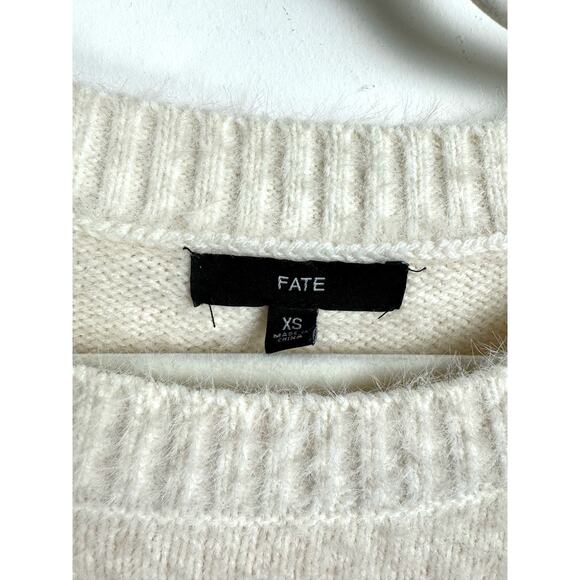 FATE Fuzzy Stretch Knit Cozy Preppy Academia Coastal Casual Striped Sweater XS - Picture 4 of 8